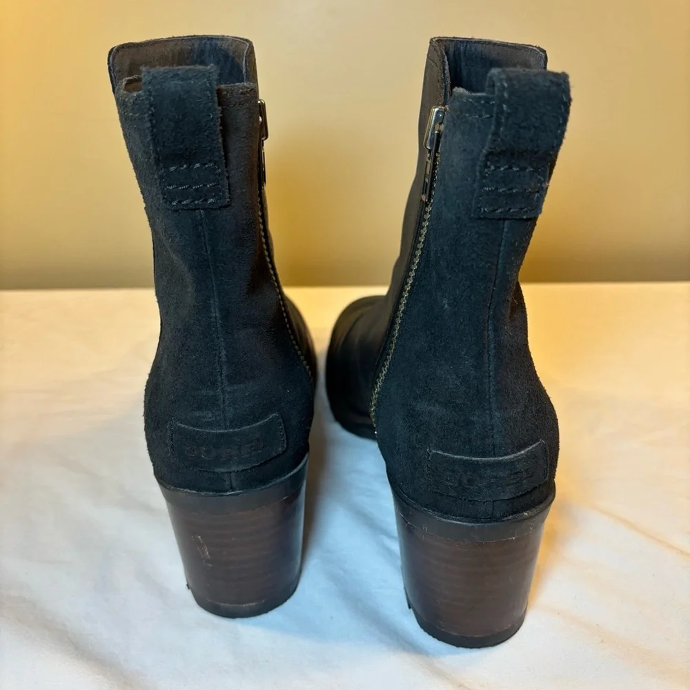 SOREL Women’s Cate Leather Black Waterproof Ankle Booties Shoes Size 9 - Picture 2 of 6